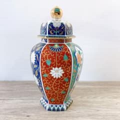 有田焼 青藍窯 飾り壺 蓋付き 壺 色絵 金彩 金蘭手 古伊万里 ①