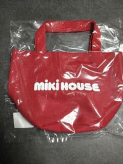 ​【新品タグ付】ミキハウス miki HOUSE ミニトートバッグ 赤 ロゴのサムネイル