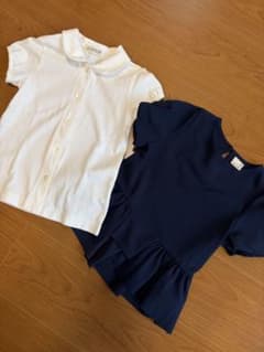 SACCO 白 半袖ブラウス/プティマイン ネイビー　半袖トップスのサムネイル