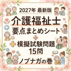 2027年 介護福祉士 まとめシート A4 24枚 模擬試験15問付 解答解説のサムネイル