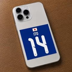 サッカー日本代風　伊東純也 14番 ステッカーのサムネイル