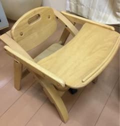 天然木　ベビーチェア　ローチェア　食事テーブル付　折りたたみのサムネイル