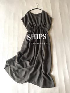 シップスSHIPSエアリーローンリネンセルロースフレンチスリーブワンピース シップスSHIPSエアリーローンリネンセルロースフレンチスリーブ