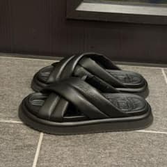 DOLCE&GABBANA クロスストラップ サンダル ブラック 40 - メルカリ