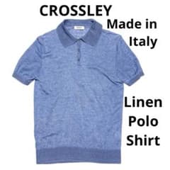 最高級 イタリア製 CROSSLEY リネン100% サマーニットポロシャツ S