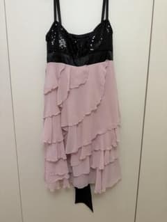 dellise noirドレス ピンク×ブラック スパンコールフリルワンピのサムネイル