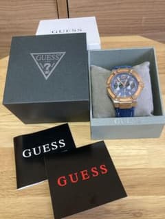 GUESS ゲス 美品 腕時計 デニム ブルー ゴールドトーン レディース