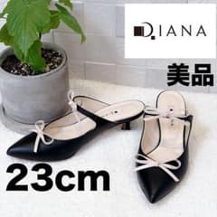 DIANA ダイアナ プチリボンミュール ブラック 23cm ポインテッドトゥ