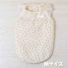 犬服 フリル リボン 小花柄 アイボリー Mサイズのサムネイル
