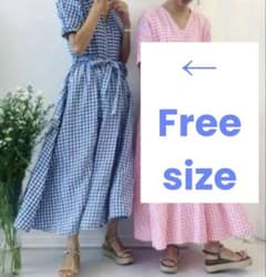 ツルバイマリコオイカワ　洗える　リネン100 ギンガムチャックロングワンピース 新品】ツルバイマリコオイカワ Elizaveta リネン チェック ワンピース