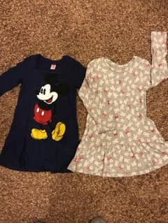 美品☆ユニクロ 110 ワンピース チュニック 二枚組のサムネイル
