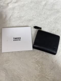 TAKEO KIKUCHI タケオキクチ 黒財布 二つ折り 牛革のサムネイル