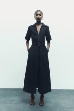 ZARA　シャツワンピース　ベルト付き　ブラックのサムネイル