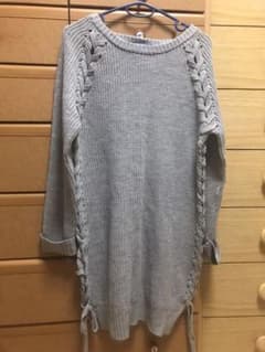ニット ワンピース グレー トップスのサムネイル