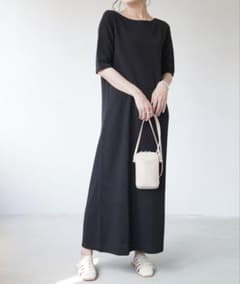 ボートネック×ハーフスリーブ　ロングワンピース 【IAMUSE】のサムネイル