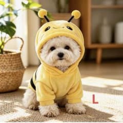 ◆ペット服 犬猫用 ハチさんデザイン フード付きパーカー Lサイズ 新品未使用◆のサムネイル