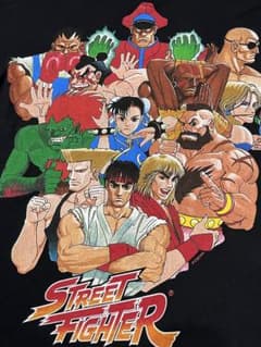 ストリートファイター キャラクター集合 Tシャツ 黒 大判プリントのサムネイル