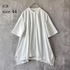 ICB 接触冷感 UVカット 洗える バンドカラーブラウス ホワイト 44 