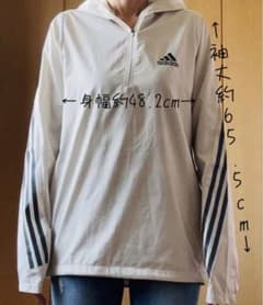 極美品アディダスハーフジップウインドブレーカーベージュメンズSレディースM160のサムネイル