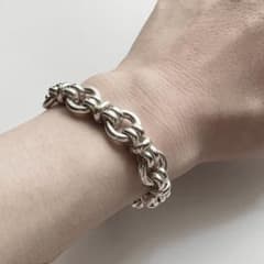 メキシコ製 ヴィンテージ シルバー925 ヘビーノットリンクブレスレット 64g メキシコ製 ヴィンテージ シルバー925 ヘビーノットリンクブレスレット