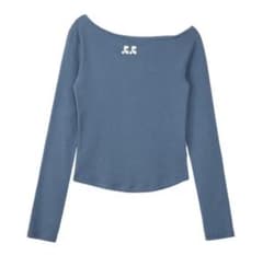 レストアンドレクリエーション　オフショルダー長袖Tシャツ ブルーのサムネイル