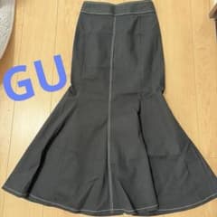 GU ロングスカート ブラック ステッチ入りMのサムネイル