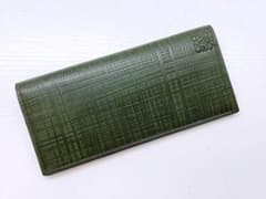 美品　LOEWE　ロエベ　アナグラム　リネン　エンボス　二つ折り長財布　グリーン 美品 LOEWE ロエベ アナグラム リネン エンボス 二つ折り長財布