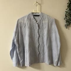 mizuiro ind 薄い青 刺繍入り長袖シャツのサムネイル