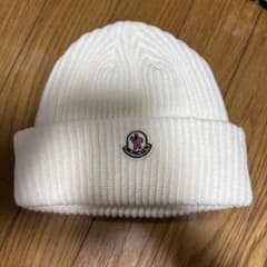 MONCLER ニット帽 ホワイト - メルカリ