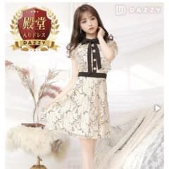 DAZZY ネックリボンフラワー総レースフリルAラインミニドレスのサムネイル