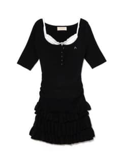 ワンピース andmary Cyndi frill knit mini dress ANDMARY】Cyndi frill knit mini dress