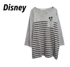 Disney ミッキーマウス ボーダー七分袖Tシャツ　ＬＬサイズのサムネイル