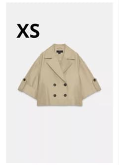 【完売】ZARAショート丈ショートスリーブトレンチコート　ゴールデンブラウンXS 完売】ZARAショート丈ショートスリーブトレンチコート ゴールデン