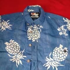 【クリーニング済】PAIKAJI パイカジ　アロハシャツ かりゆし半袖 PAIKAJI パイカジ パイナップル柄 かりゆしウェア メンズ半袖アロハ
