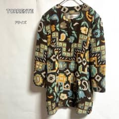 TORRENTE トレンテ ヴィンテージ ノーカラージャケット総柄 金ボタン F 