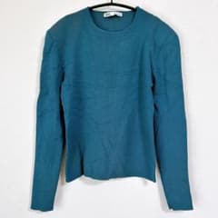 ZARA ribbed knit top, size L, peacock blue/blue-green, long sleeves, suitable for spring and autumn.