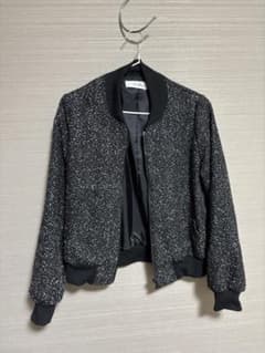 Shellna ツイード調 ブルゾン ブラック Mサイズのサムネイル