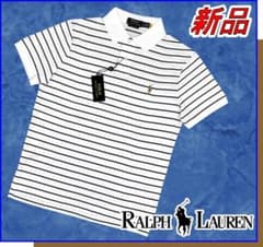 新品】POLOラルフローレンポロシャツ半袖ボーダー柄カットソー白US:S 