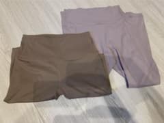 ソ*ァ様 ヨガパンツ 2色セット ブラウン・ユニクロのピンクのサムネイル