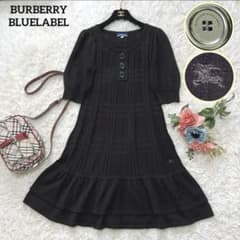バーバリーブルーレーベル M 立体ノバチェック ニットワンピース