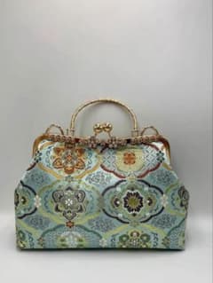 和柄 金糸 ラメ糸【ハンドメイド】がま口バッグ #721 - メルカリ