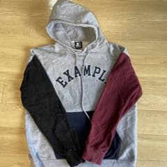 example STARTER フード付きパーカー グレー/黒/赤のサムネイル