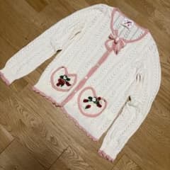 ピンクハウス　カーディガン　小花モチーフ ピンク色　ビンテージ　難あり 2026商品 カーディガン ピンクハウス - メルカリ