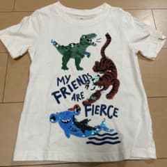 H&M スパンコールTシャツ　子供服　120 恐竜　トラ　サメのサムネイル