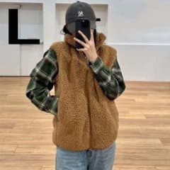 フリース フェイクファー ジップアップ ベスト　Lサイズのサムネイル