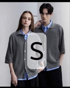 CLEL ベーシック/スプレー 畦編み半袖ニットシャツカーディガンSのサムネイル