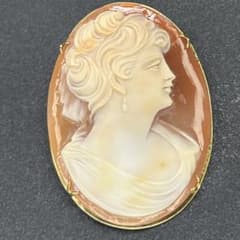 シェルカメオブローチ&ペンダントトップ 女性の横顔モチーフ - メルカリ