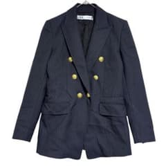 ZARA ザラ 金ボタン ダブルテーラードジャケット 肩パッド厚め