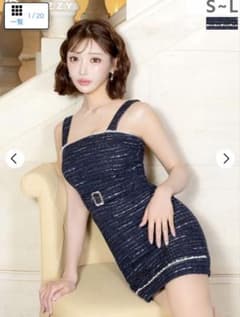 DAZZY ツイード ベルト付 ノースリーブ ミニドレス Mのサムネイル