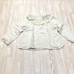 Petit bateau プチバトー　クリーム色 フリル襟 長袖シャツ　95のサムネイル